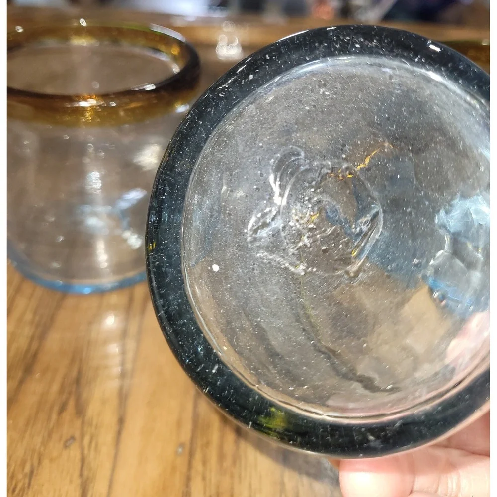 Handblown Glasses with Brown Trim 3